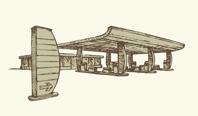 Petrol station. Vector drawing