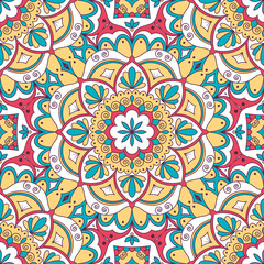 Hand drawn ornamental seamless pattern. Vector Illustration