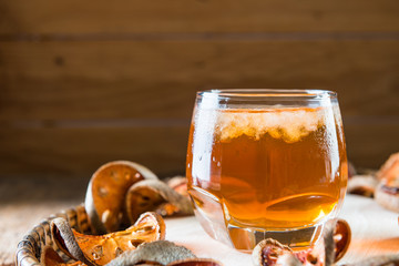 Bael juice ice tea on wooden table , healthy drink