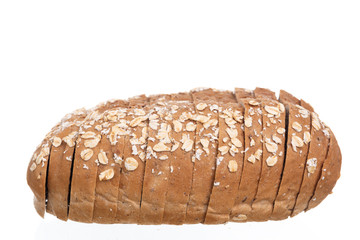 Whole grain bread Cut over white background