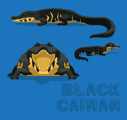 Fototapeta premium Black Caiman Cartoon Vector Illustration