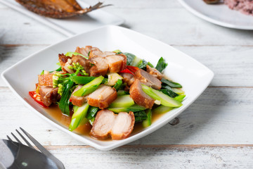 Crispy Pork Belly Stir Fry With Chinese Kale