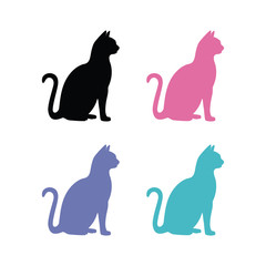 vector silhouettes of cats on white background