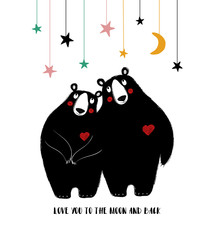 Couple Of Black Bears In Love.