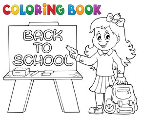 Coloring book happy pupil girl theme 5