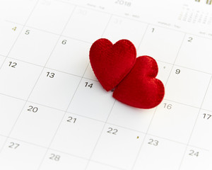 14th february date and red heart