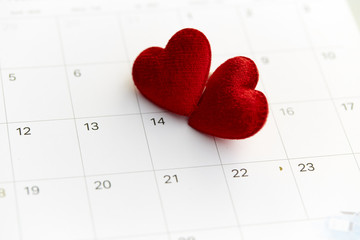 14th february date and red heart