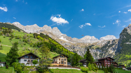 Switzerland, Engelberg buildings and Alps view  © AlehAlisevich