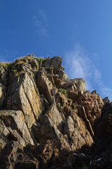 The rocky shoreline at Burrowhead, Scotkand
