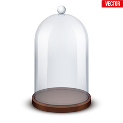 Glass dome. Platform for showing your product or idea. Classic shape. Vector Illustration isolated on white background.