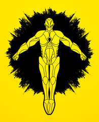 Superhero robot action, Cartoon superhero graphic vector.