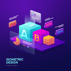 Vector infographic elements. Isometric design. Chart for data presentation.
