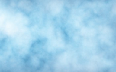 Background of abstract white color smoke isolated on blue color background. The wall of white fog. 3D illustration