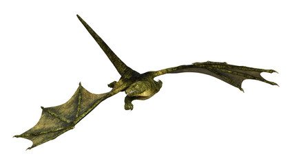 3D Rendering Fantasy Dragon on White