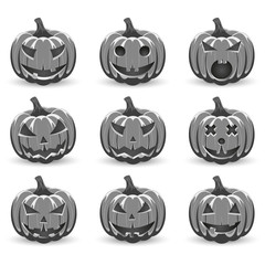 Set pumpkin on white background. The main symbol of the Happy Halloween holiday. Black and White pumpkin with smile for your design for the holiday Halloween. Vector illustration.