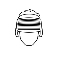 Virtual Reality Headset Icon. Vector one line simple illustration Man in VR glasses device