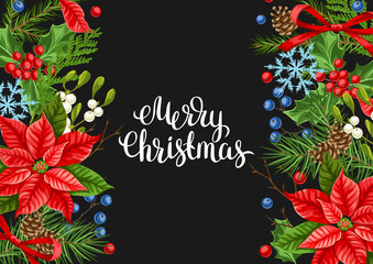 Greeting card with winter plants.