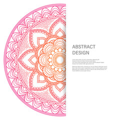 Ornament color card with mandala. Vintage decorative elements. Hand drawn background. Abstract design
