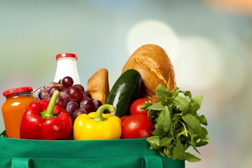 Full shopping  bag, isolated over  background