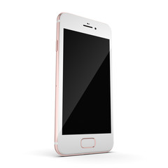 3D rendering pink smart phone with black screen