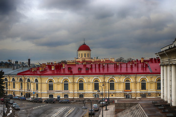 Exchange Building (Zdanie Birzhy), Exchange Square (Birzhevaya Ploshchad) and Birzhevoy Proezd  in...