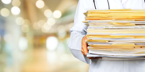 Close-up Doctor at hospital working with tablet pc