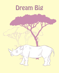  Quotes Poster with Rhinoceros Savanna Anima