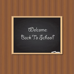 back to school. vector illustration of black chalk board