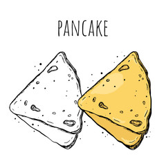 Vector hand drawn pancakes. Breakfast concept. - 218754269