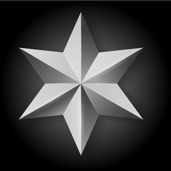 vector realistic silver star on black background