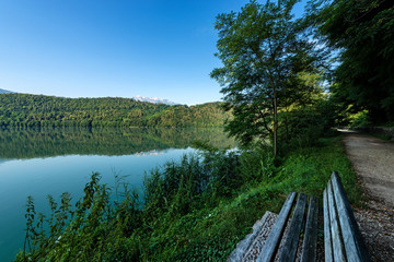 Fototapeta na wymiar Lago di Levico (Lake), Levico Terme, Trentino Alto Adige, Italy 