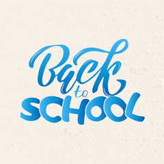 Hand sketched blue gradient Back to school lettering on textures background. Perfect design for logo, banner, flyer, card, greeting cards, posters, T-shirts. Flat scratched Vector illustration