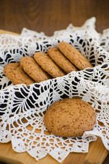 Homemade oatmeal cookies with raisins. Healthy biscuits. Oatmeal cookies for breakfast.