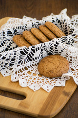 Homemade oatmeal cookies with raisins. Healthy biscuits. Oatmeal cookies for breakfast.