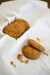 Homemade oatmeal cookies with raisins. Healthy biscuits. Oatmeal cookies for breakfast.