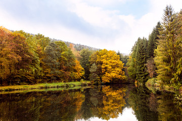 Lake and trees at the autumn season