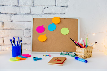 Cork board with notes, clipping path included