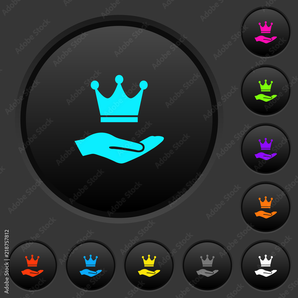 Poster premium services dark push buttons with color icons