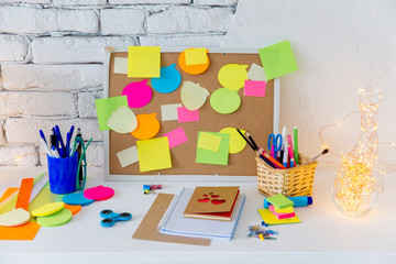 Cork board with notes, clipping path included