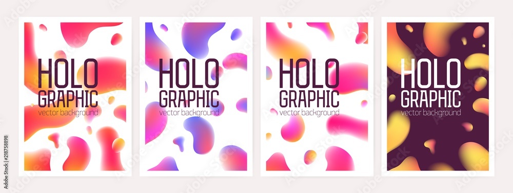 Aufkleber bundle of vertical holographic backgrounds or backdrops with abstract geometric shapes or gradient c