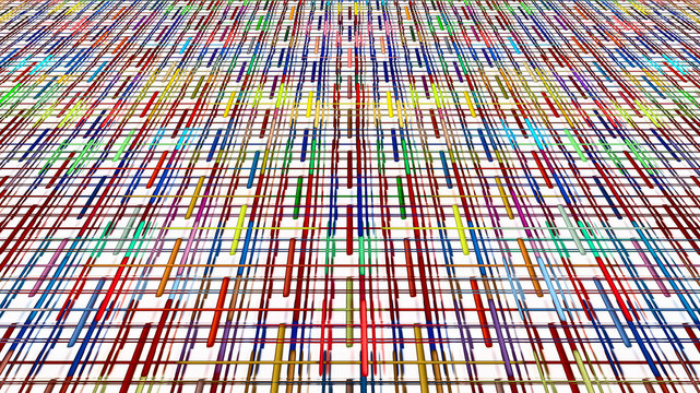 Multicolored perspective striped pattern as abstract background.