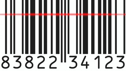 Detailed scanning of a barcode, with the red scanline light reading the bars. Rounded style.
