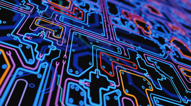 Glowing Digital Scheme Abstract Background. 3D illustration