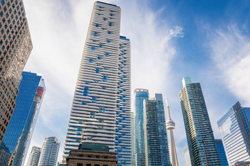 Fototapeta na wymiar Skyscrapers in Toronto Downtown on a Sunny Fall Day