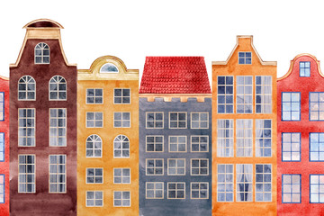 Fototapeta premium Watercolor house seamless pattern