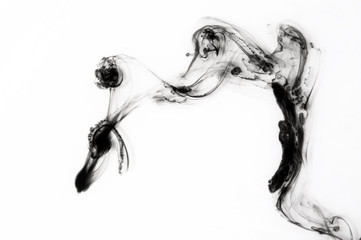 Abstract ink background. Moving liquid paint in water. Black smoke swirls illustration
