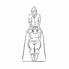 Doctor and patient. Diagnostics. Doctor's session. Inspection. Medicine Cosmetician Sketch Vector