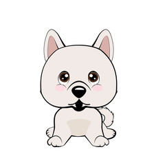 Vector Stock Illustration isolated Emoji character cartoon dog embarrassed, shy and blushes sticker emoticon
