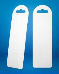 Bookmark on blue background. Empty page marker for design.