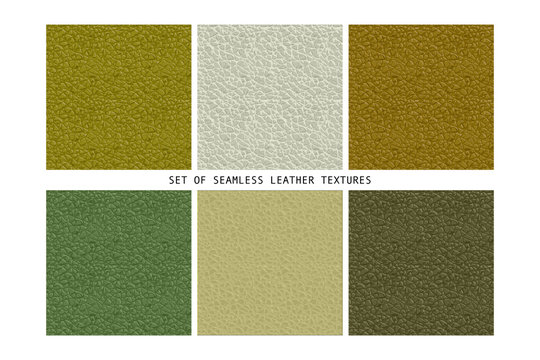 Set of seamless leather textures.
